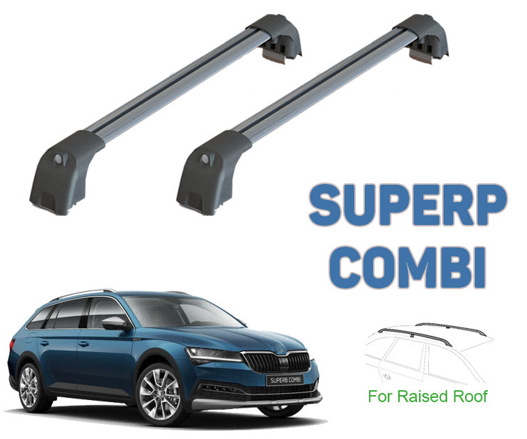 Skoda Superb Combi Roof Rack Bars For Vehicles With Raised Rails Black Color Skoda Superb Combi Roof Rack Bars For Vehicles With Raised Rails Black Color